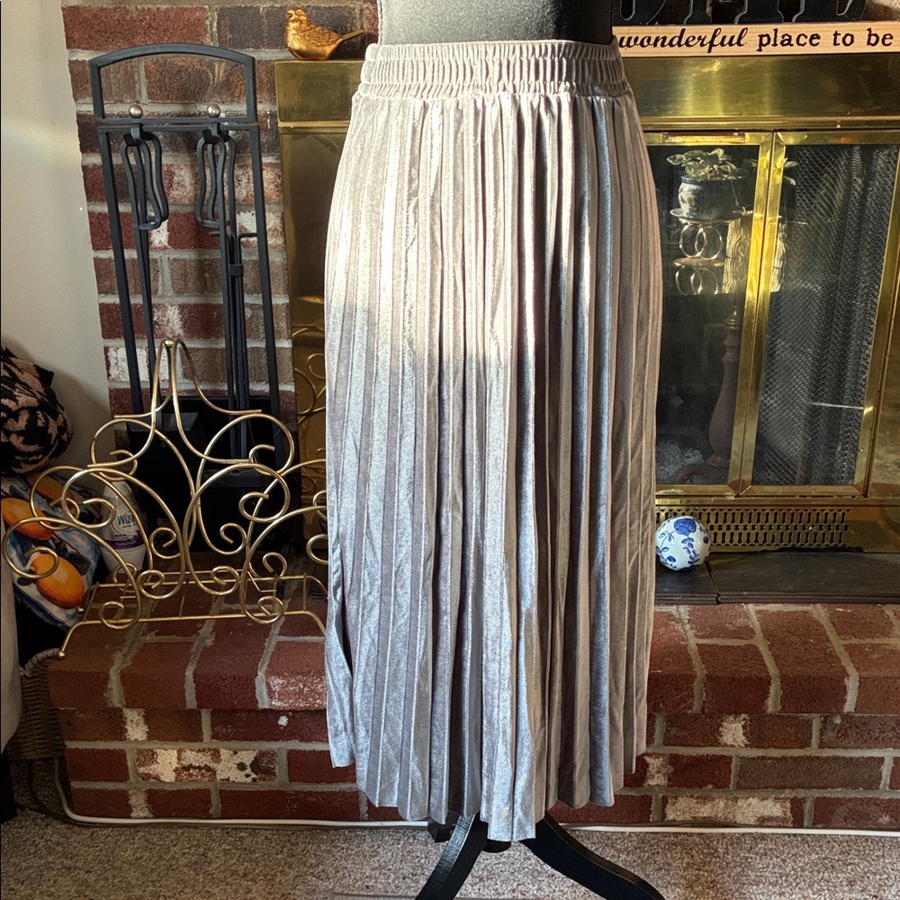 Elegant Velvet Gray Pleated Skirt # B